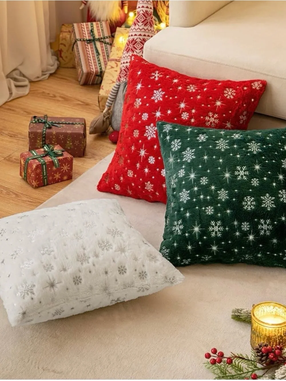 White Snowflake Decorative Throw Pillow - Holiday Accent